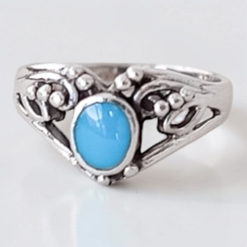 Signed JC Jim Calladitto Navajo Sterling Silver Turquoise Ring Vintage Size 5